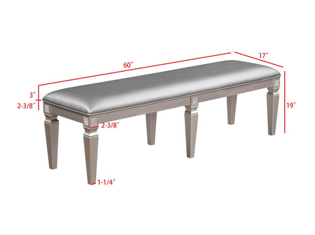 Klina Silver Champagne Dining Bench by Crown Mark at Eve Furniture