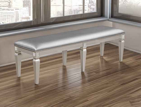 Klina Silver Champagne Dining Bench by Crown Mark at Eve Furniture