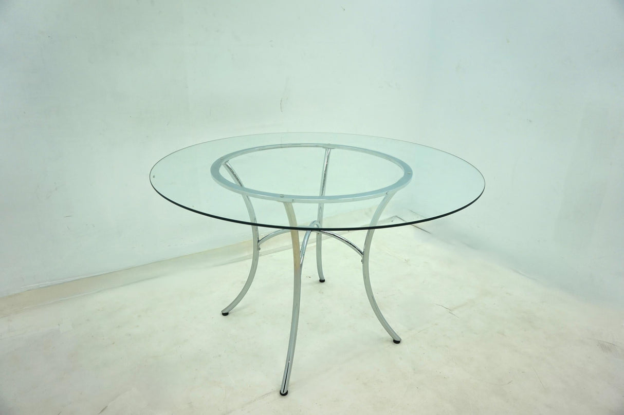 Kline Chrome 48-inch Round Glass Top Dining Table by Coaster at Eve Furniture