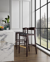 Klismos Barstool in Black and Dark Walnut by Manhattan Comfort at Eve Furniture
