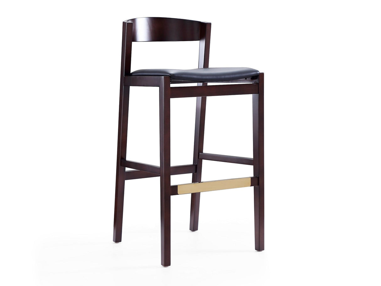 Klismos Barstool in Black and Dark Walnut by Manhattan Comfort at Eve Furniture