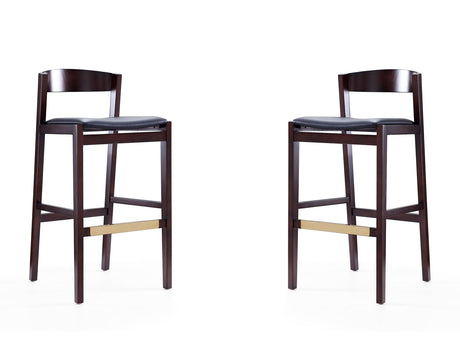 Klismos Barstool in Black and Dark Walnut (set of 2) by Manhattan Comfort at Eve Furniture