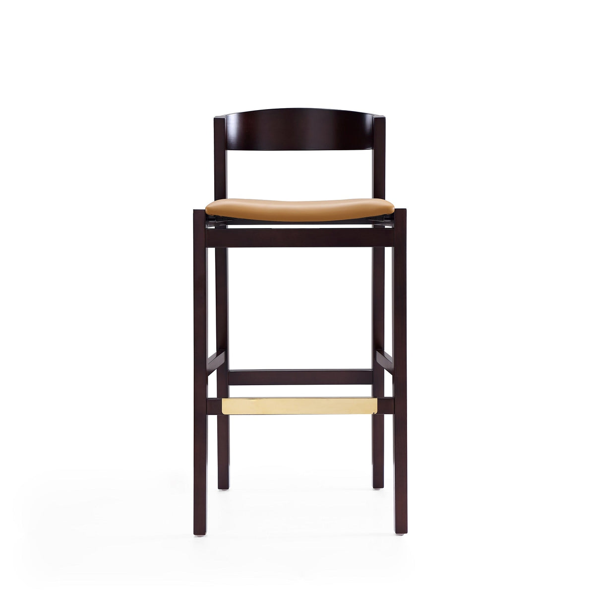 Klismos Barstool in Camel and Dark Walnut by Manhattan Comfort at Eve Furniture