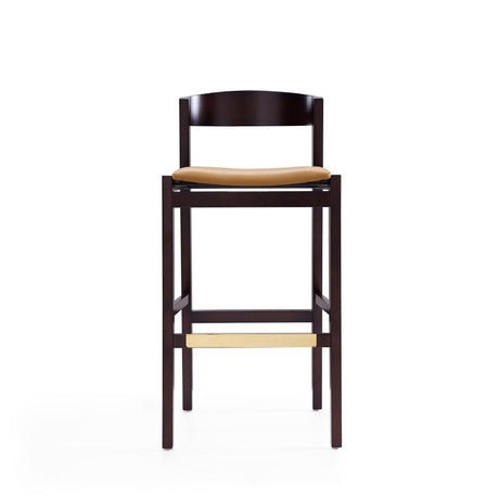 Klismos Barstool in Camel and Dark Walnut by Manhattan Comfort at Eve Furniture