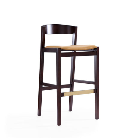 Klismos Barstool in Camel and Dark Walnut (set of 2) by Manhattan Comfort at Eve Furniture