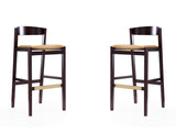 Klismos Barstool in Camel and Dark Walnut (set of 2) by Manhattan Comfort at Eve Furniture