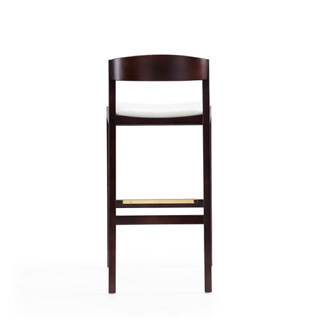 Klismos Barstool in Ivory and Dark Walnut by Manhattan Comfort at Eve Furniture