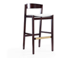 Klismos Barstool in Ivory and Dark Walnut by Manhattan Comfort at Eve Furniture