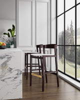 Klismos Barstool in Ivory and Dark Walnut (set of 2) by Manhattan Comfort at Eve Furniture