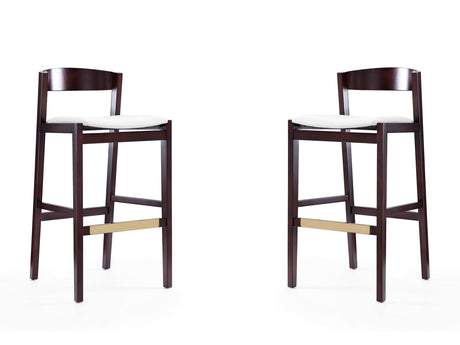 Klismos Barstool in Ivory and Dark Walnut (set of 2) by Manhattan Comfort at Eve Furniture
