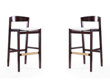 Klismos Barstool in Ivory and Dark Walnut (set of 2) by Manhattan Comfort at Eve Furniture