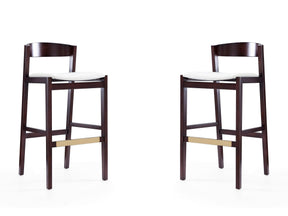 Klismos Barstool in Ivory and Dark Walnut (set of 2) by Manhattan Comfort at Eve Furniture