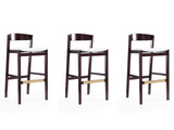 Klismos Barstool in Ivory and Dark Walnut (set of 3) by Manhattan Comfort at Eve Furniture