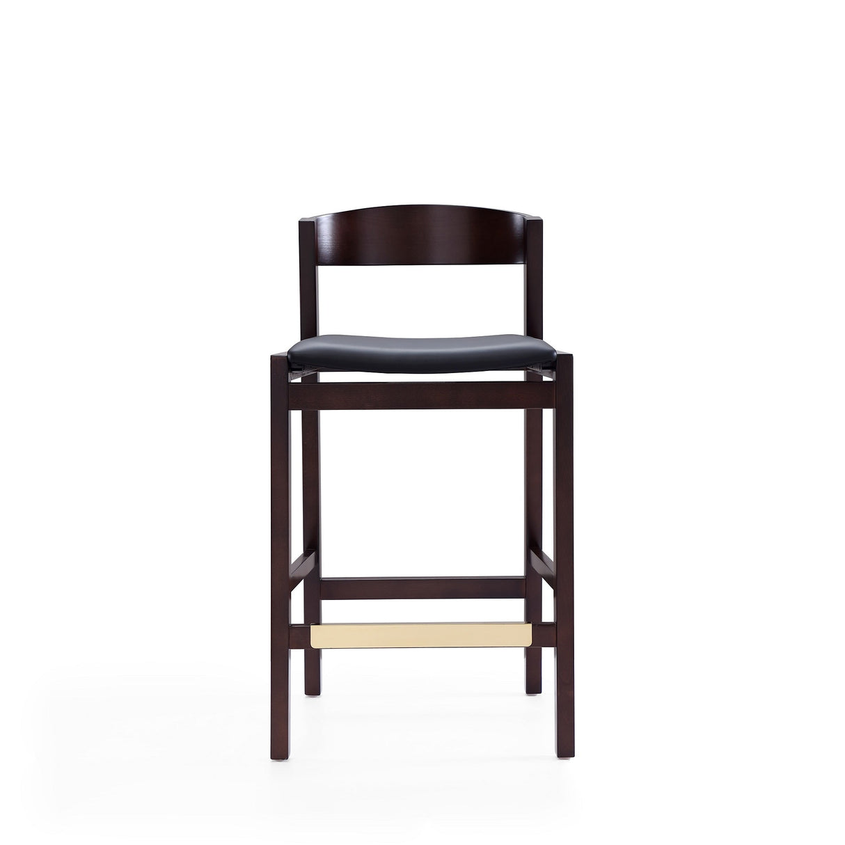 Klismos Counter Stool in Black and Dark Walnut by Manhattan Comfort at Eve Furniture