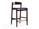 Klismos Counter Stool in Black and Dark Walnut by Manhattan Comfort at Eve Furniture