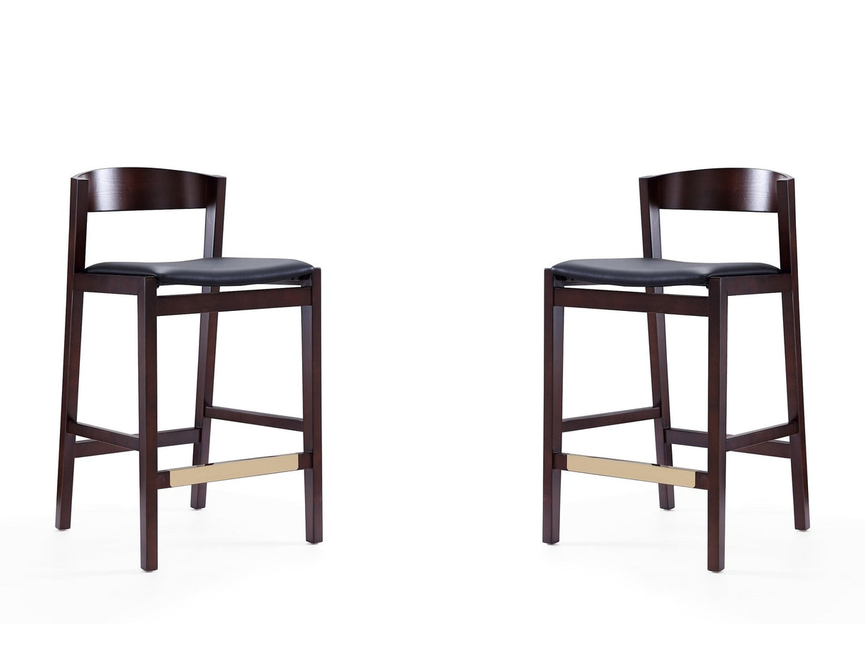 Klismos Counter Stool in Black and Dark Walnut (set of 2) by Manhattan Comfort at Eve Furniture