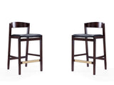 Klismos Counter Stool in Black and Dark Walnut (set of 2) by Manhattan Comfort at Eve Furniture