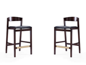 Klismos Counter Stool in Black and Dark Walnut (set of 2) by Manhattan Comfort at Eve Furniture