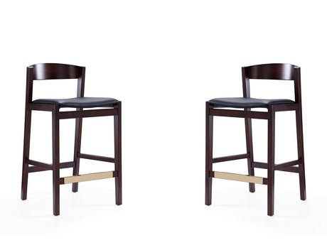 Klismos Counter Stool in Black and Dark Walnut (set of 2) by Manhattan Comfort at Eve Furniture