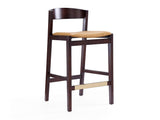 Klismos Counter Stool in Camel and Dark Walnut by Manhattan Comfort at Eve Furniture