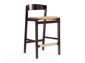 Klismos Counter Stool in Camel and Dark Walnut by Manhattan Comfort at Eve Furniture