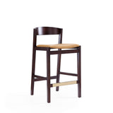 Klismos Counter Stool in Camel and Dark Walnut (set of 2) by Manhattan Comfort at Eve Furniture