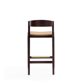 Klismos Counter Stool in Camel and Dark Walnut (set of 2) by Manhattan Comfort at Eve Furniture