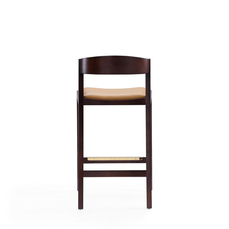 Klismos Counter Stool in Camel and Dark Walnut (set of 2) by Manhattan Comfort at Eve Furniture