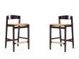 Klismos Counter Stool in Camel and Dark Walnut (set of 2) by Manhattan Comfort at Eve Furniture
