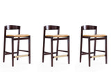 Klismos Counter Stool in Camel and Dark Walnut (set of 3) by Manhattan Comfort at Eve Furniture