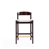 Klismos Counter Stool in Ivory and Dark Walnut by Manhattan Comfort at Eve Furniture
