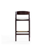 Klismos Counter Stool in Ivory and Dark Walnut by Manhattan Comfort at Eve Furniture