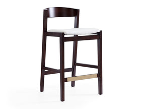 Klismos Counter Stool in Ivory and Dark Walnut by Manhattan Comfort at Eve Furniture