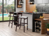 Klismos Counter Stool in Ivory and Dark Walnut (set of 2) by Manhattan Comfort at Eve Furniture