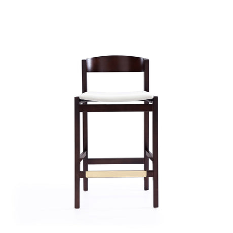 Klismos Counter Stool in Ivory and Dark Walnut (set of 2) by Manhattan Comfort at Eve Furniture