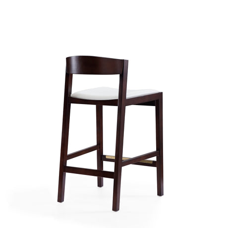 Klismos Counter Stool in Ivory and Dark Walnut (set of 2) by Manhattan Comfort at Eve Furniture