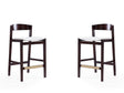 Klismos Counter Stool in Ivory and Dark Walnut (set of 2) by Manhattan Comfort at Eve Furniture