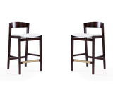 Klismos Counter Stool in Ivory and Dark Walnut (set of 2) by Manhattan Comfort at Eve Furniture