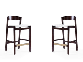 Klismos Counter Stool in Ivory and Dark Walnut (set of 2) by Manhattan Comfort at Eve Furniture