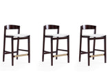 Klismos Counter Stool in Ivory and Dark Walnut (set of 3) by Manhattan Comfort at Eve Furniture