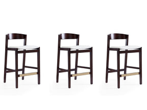 Klismos Counter Stool in Ivory and Dark Walnut (set of 3) by Manhattan Comfort at Eve Furniture