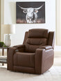 Knightington Brown Power Recliner w/Audio Seating by Ashley at Eve Furniture