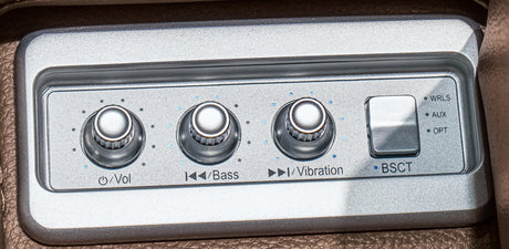 Knightington Brown Power Recliner w/Audio Seating by Ashley at Eve Furniture