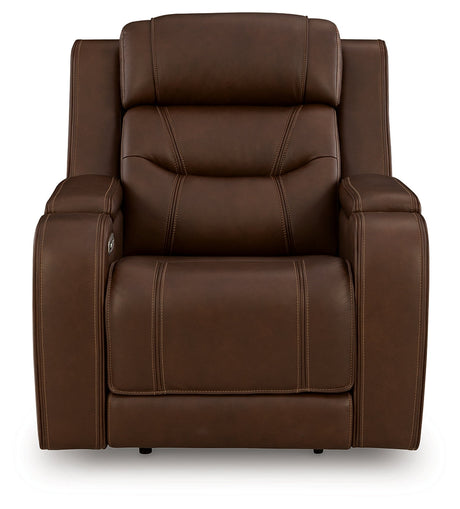 Knightington Brown Power Recliner w/Audio Seating by Ashley at Eve Furniture