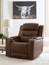 Knightington Brown Power Recliner w/Audio Seating by Ashley at Eve Furniture