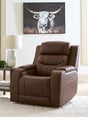 Knightington Brown Power Recliner w/Audio Seating by Ashley at Eve Furniture