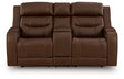 Knightington Brown Power Reclining Sofa & Loveseat w/Audio Seating by Ashley at Eve Furniture