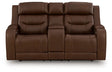 Knightington Brown Power Reclining Loveseat w/Audio Seating by Ashley at Eve Furniture