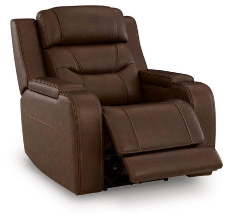 Knightington Brown Power Reclining Sofa & Loveseat w/Audio Seating by Ashley at Eve Furniture