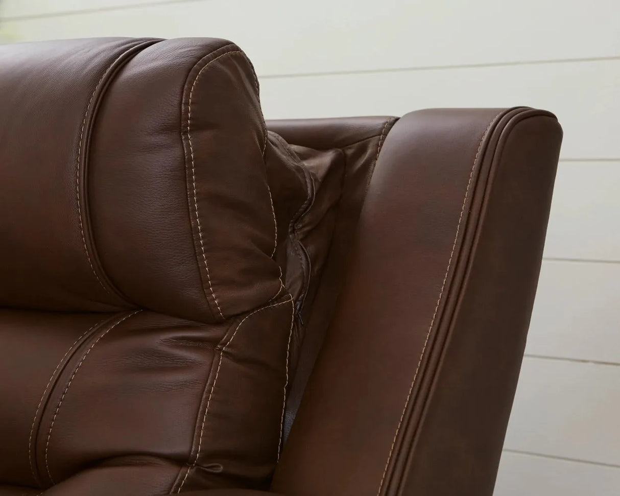 Knightington Brown Power Reclining Sofa w/Audio Seating by Ashley at Eve Furniture
